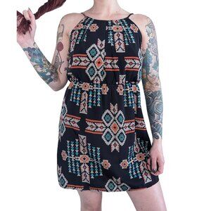 Windsor Aztec/Western Pattern Navy Mini Dress | S